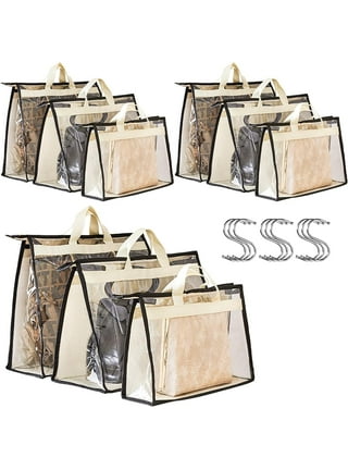 9 Pack Dust Bags for Handbags, Clear Handbag Storage Organizer for Closet  with Handle and Zipper 
