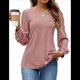 thumbnail image 2 of Blusas de Larga con Ojales para Mujer, -Otoño 2025, Cuello Redondo, Blusas Informales Holgadas, Conjuntos de Moda. Rosa L, 2 of 10