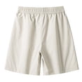 thumbnail image 4 of Lenago Men's Shorts Athletic Mens Shorts Casual Men's Casual Fashion Solid Color Elastic Waist Pocket Outdoor Sports Shorts Pants Beige M, 4 of 6