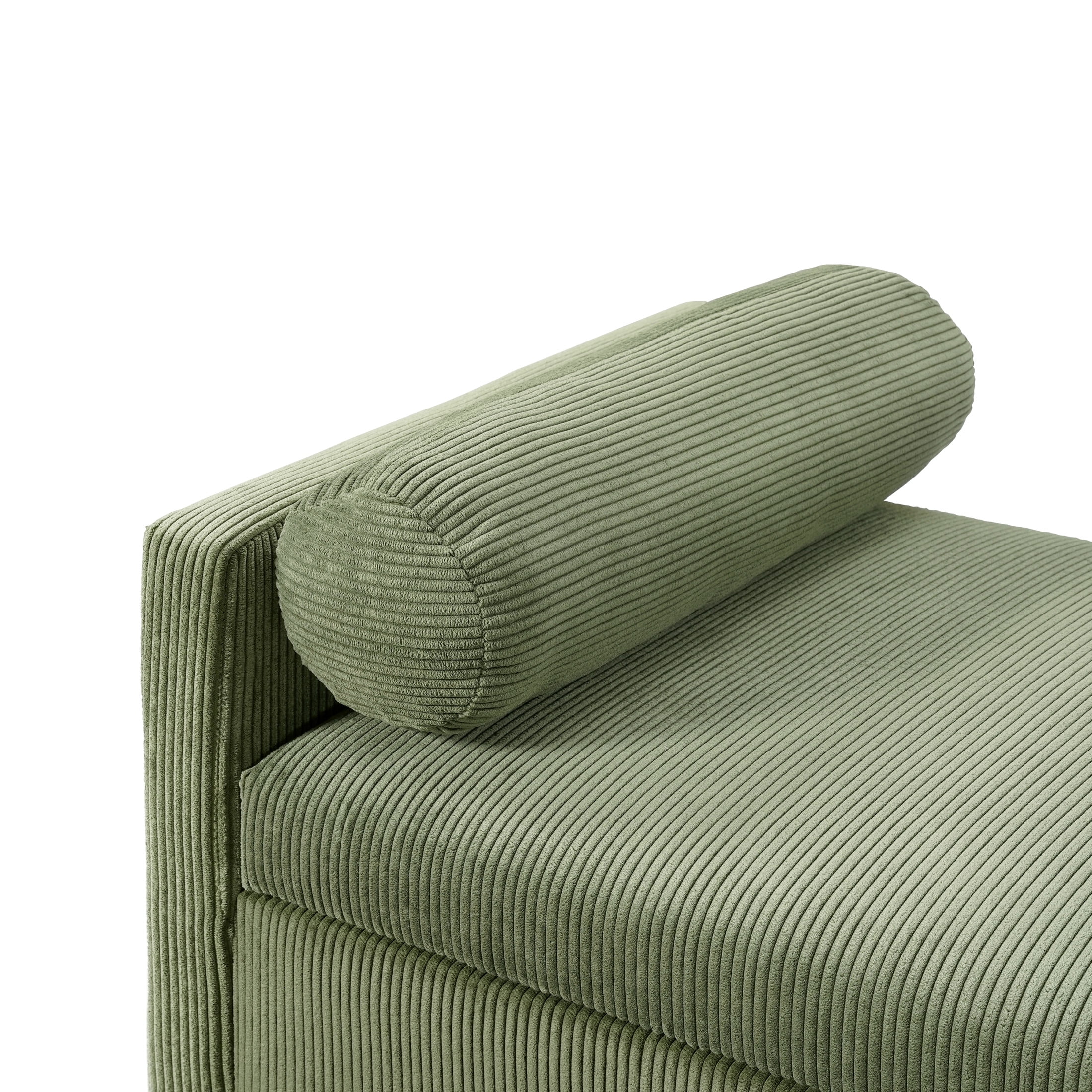 Christopher Knight Home Corduroy Storage Ottoman Bench with Wooden Legs and Pillows, Olive Green