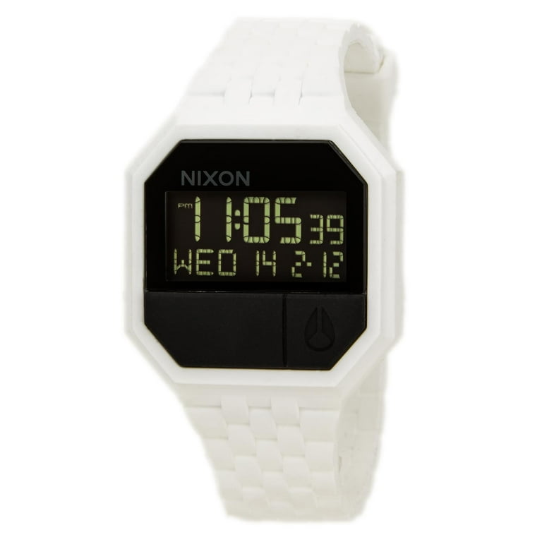 Nixon A169127 Unisex The Re Run Black Digital Dial White Rubber Strap Alarm Watch