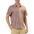 thumbnail image 4 of Lars Amadeus Men's Summer Striped Patchwork Short Sleeves Hawaiian Shirt, 4 of 6
