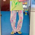 thumbnail image 4 of Pijama rosa de niña Lolita, pantalones de rayas Y2k de Hello Kitty, pijamas nuevos para mujer, pantalones casuales holgados de primavera y verano con dibujos animados de Sanrio, 4 of 5