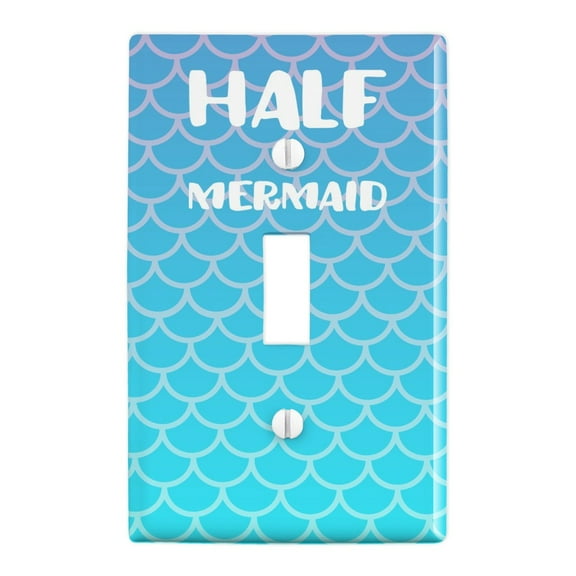 Half Mermaid With Blue Scales Plastic Wall Decor Toggle Light Switch Plate Cover