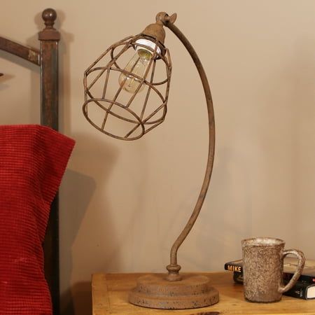 Rust Wall Lamp - Antique Rust Caged Desk Lamp