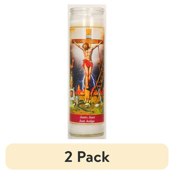 (2 pack) Prayer Candle Justo Juez White Wax, 8 Inch