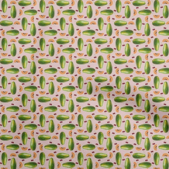 oneOone Cotton Cambric Dark Peach Fabric Fruits Papaya Sewing Material Print Fabric By The Yard 56 Inch Wide
