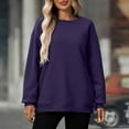 thumbnail image 2 of UPPADA Womens Oversized Sweatshirts Crewneck Long Sleeve Pullover Tops Solid Color Dressy Tunics Fall Fashion Clothes with Pocket Purple,S, 2 of 9