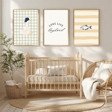 Silly Goose Long Live Boyhood Boys Bedroom Ideas Boys Nursery Prints Boyhood Gingham Duck Prints Printable Wall Art Poster Set 3