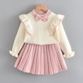 thumbnail image 2 of GigrtiJin Toddler Baby Girl Skirt Outfit Knit Sweater Tops with Skirt Matching Sets Ruffle Long Sleeve Fall Winter Set, 2 of 7