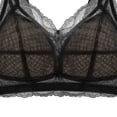 thumbnail image 5 of Jinhomg Women's Everyday Bras, Plus Size Wireless Sheer Lace Full-Coverage Bra for daily and T-shirt wear, Back Closure, Lace No Print, Soft Support Black 38, 5 of 5