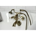 thumbnail image 2 of Kingston Brass KS265PXAB Kingston Three-Handle 2-Hole Tub Wall Mount Clawfoot Tub Faucet with Hand Shower in Antique Brass, 2 of 7