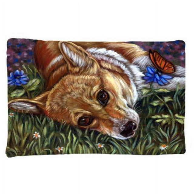 Carolines Treasures 7325PILLOWCASE Tissu Papillon Corgi Standard Taie d'Oreiller