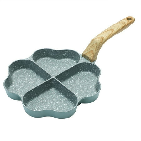 

Liveday Aluminum Alloy Nonstick Pan with Bakelite Handle 4 Grids Flying Pan Heart and Round Shape Portable Kitchen Accessory