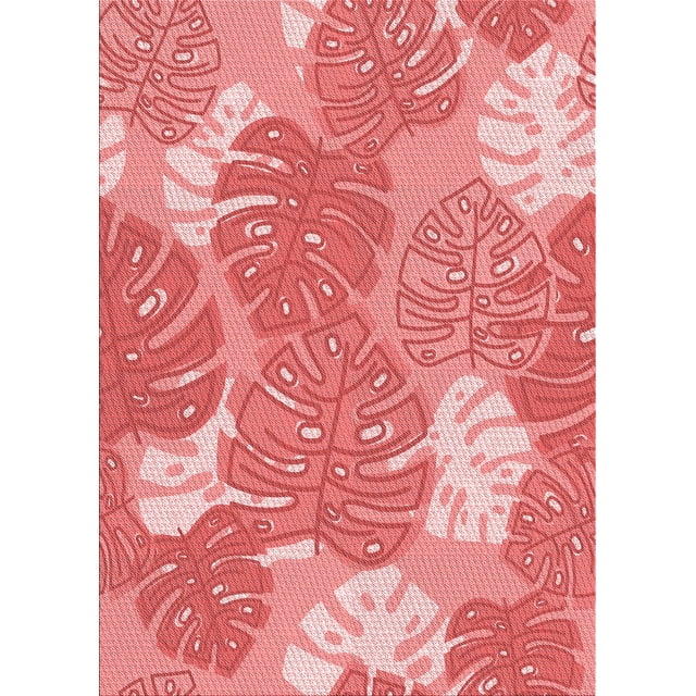 Ahgly Company Indoor Rectangle Patterned Light Coral Pink Area Rugs, 2' x 4'