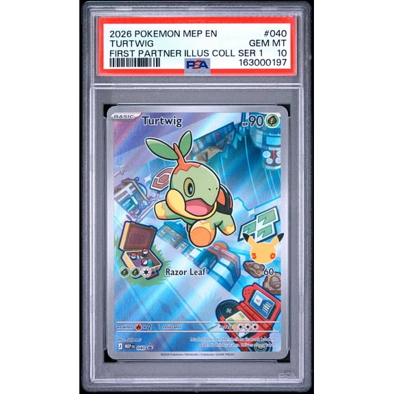 Collectible 2026 Pokemon Mega Evolution Black Star Promo First Partner Illustration Collection Turtwig #040 PSA 10