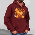 thumbnail image 2 of WREESH Graphic Hoodies for Men Thanksgiving Turkey Print Long Sleeve Casual Streetwear Pullover Sweatshirt with Pocket Wine, 2 of 5