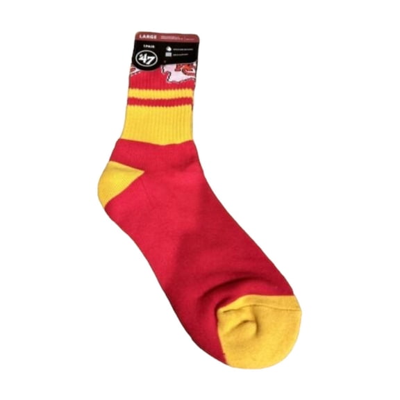 Kansas City Pro Football Socks Adult Team Logo and Colors Large Crew Sport Socks Footwear for Men and Women Game Day Apparel