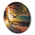 thumbnail image 3 of Designart 'Colored Ocean Waves Falling Down At Sunset III' Coastal Wood Wall Clock, 3 of 5