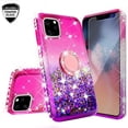 thumbnail image 2 of SPY Case for iPhone 11 Pro Max Liquid Glitter Phone Case Cover Ring Kickstand/Neck Strap with Tempered Glass Screen Protector - Hot Pink/Purple, 2 of 5