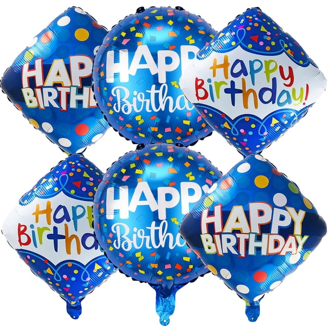 Set de Globos Cemkhly 6 Piezas Azul Feliz Cumpleaños 46 cm