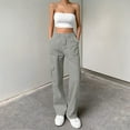thumbnail image 5 of Cargo Pants for Women High Waisted Casual Pants Baggy Stretchy Wide Leg Y2K Streetwear with 6 Pockets, 5 of 7