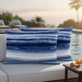 thumbnail image 5 of Outdoor Waterproof Pillow Covers Abstract Blue Gradient Stripe Decorative Throw Pillow Protectors,Pillowcase Cushion Cases for Patio Sofa Garden Couch,20x12in,Pack of 2, 5 of 14