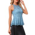 thumbnail image 4 of INSPIRE CHIC Lace Peplum Top for Women's Elegant Sweetheart Neck Sleeveless Tops XL Blue, 4 of 6