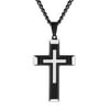 Believe by Brilliance Men’s Stainless Steel Two Tone Stacked Cross Pendant Necklace Chain