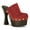 Red, variant on YDN Women Rivets Studded Platform Mules Slip on Spool High Chunky Heel Pumps Comfy Round Toe Party Casual Slides Size 7 Brown