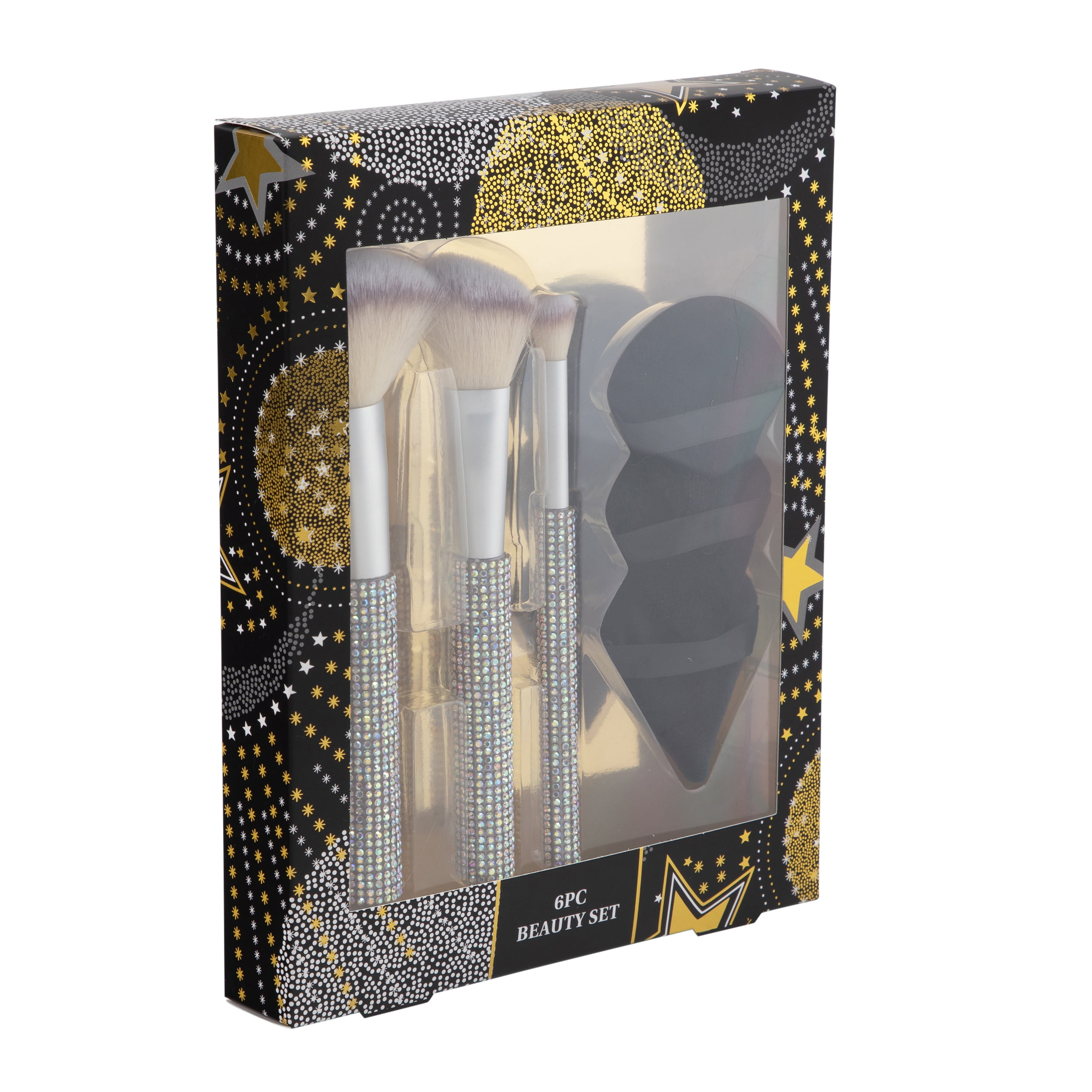 6 pc Bling Brush and Puff Set