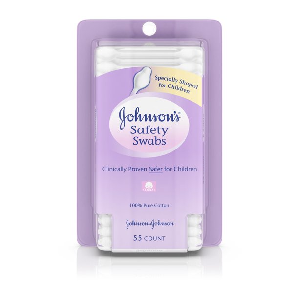 Johnson's Baby Safety Ear Swabs Made with NonBleached Cotton, 55 ct