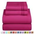 thumbnail image 3 of Nestl Twin Sheets Sets, 3 Piece Instantly Soft, Deep Pocket Twin Bedding, Soft Microfiber Kids Bedding Set, Magenta, 3 of 13