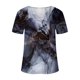 thumbnail image 3 of Fiudx Ofertas Del Día Blusas para Mujer, Camisetas Informales Sexys de Moda con Cuello En V Occidental, Ropa de Moda de Primavera, Pliegues Estampados de Verano, 3 of 3