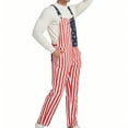thumbnail image 4 of ZVNAΖH Men's Independence Day US Flag Printed Bib Overalls Festival Denim Jumpsuits Work Bibs Coveralls Gifts, 4 of 7
