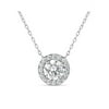 Sterling Silver 2 Tone Created White Sapphire Filigree Side Halo Necklace 18 Inches