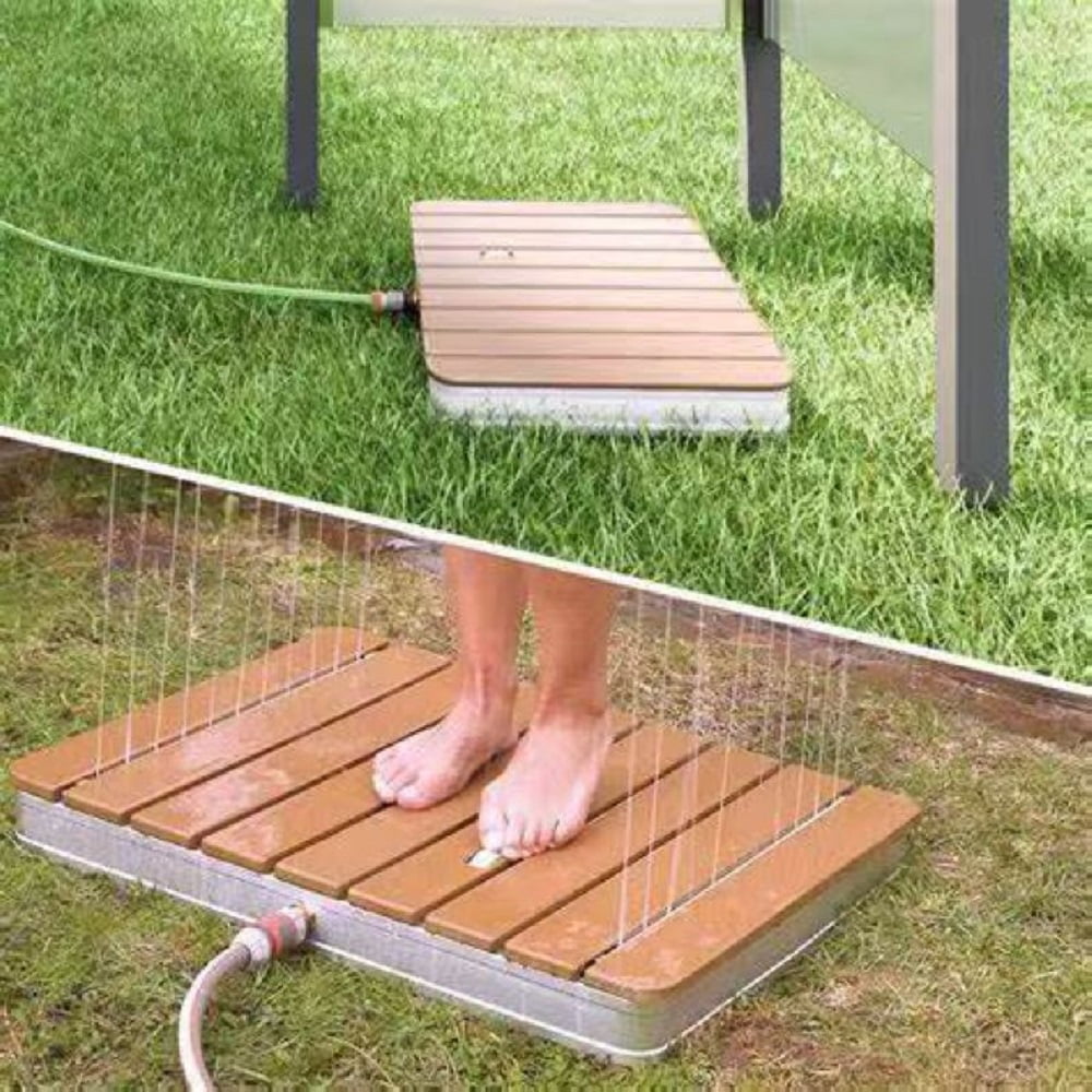 Rectangular Outdoor Shower Panel, Freestanding WPC & Aluminum Garden Shower with 22 Nozzles, High Pressure Portable Camping Shower