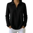 thumbnail image 2 of NominalSnug Sweatshirts for Women Long Sleeve Shirts V Neck Collared Loose Fit Pullover Tops, 2 of 8