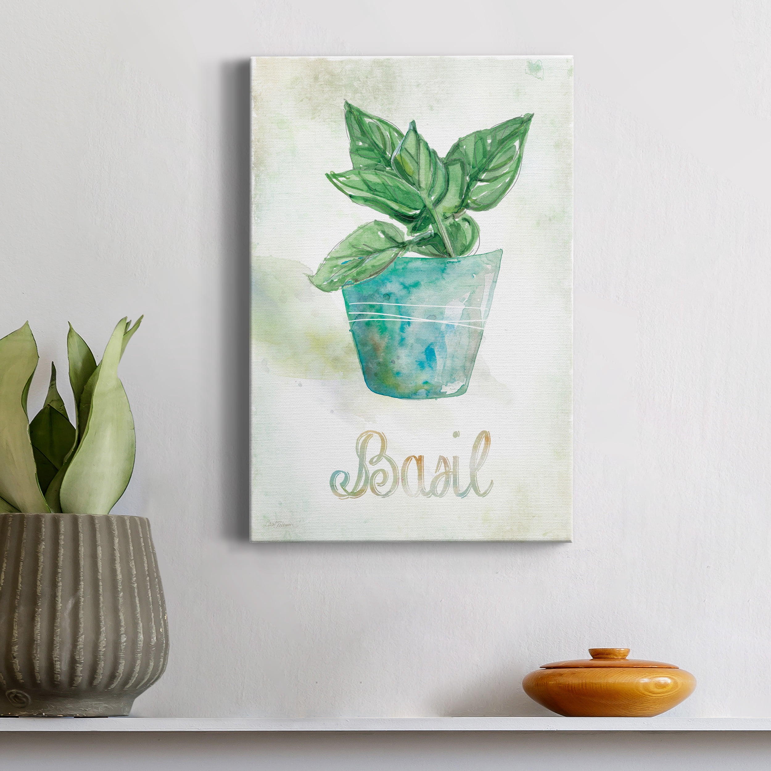 Potted Basil Premium Gallery Wrapped Canvas - Ready to Hang - 8 x 12