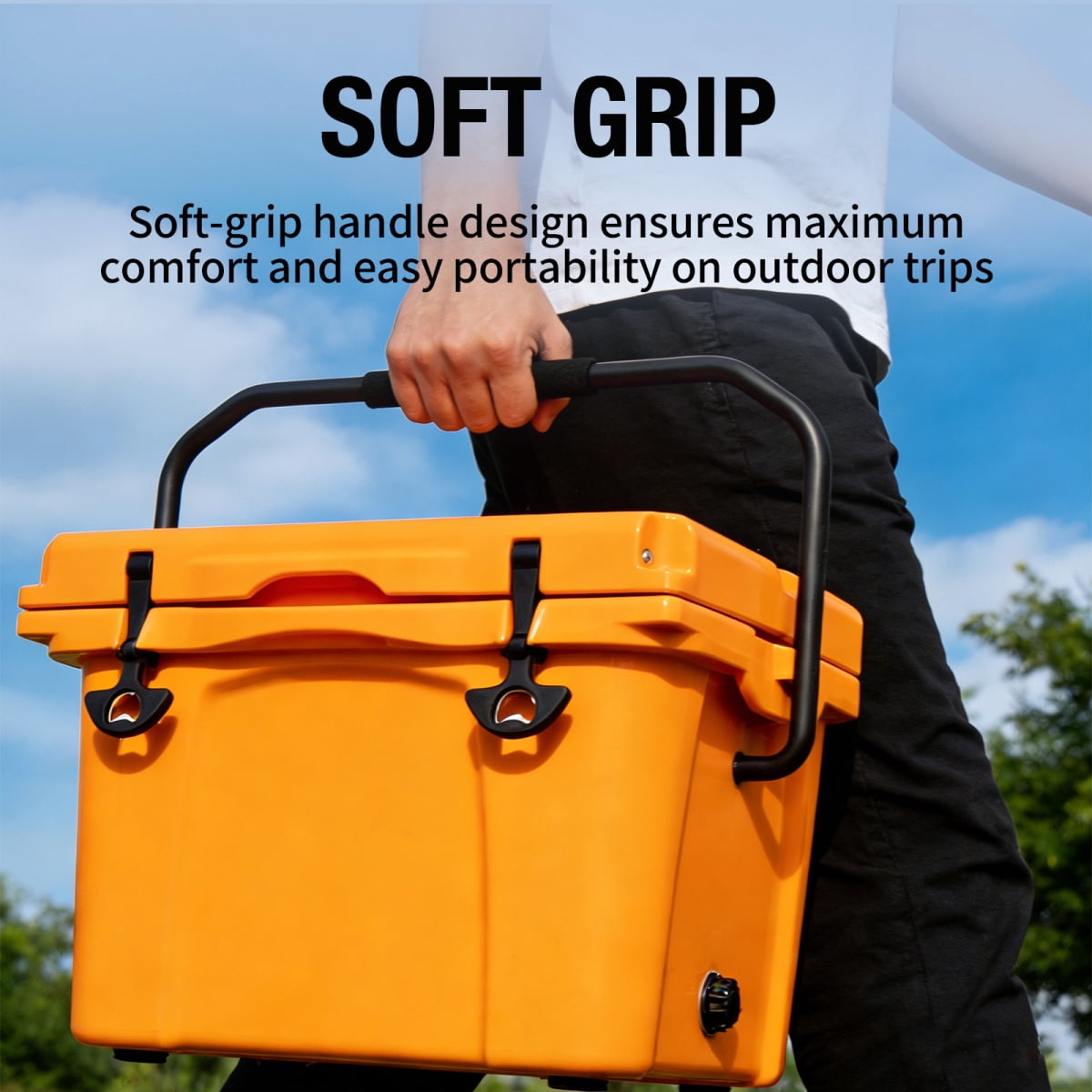25QT Portable Cooler, Insulated Hard Cooler with Bottle Opener, Cup Holder, Forming Ruler, Travel, Beach, Camping, Fishing   WL