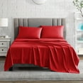 thumbnail image 2 of American Home Collection Brushed Microfiber Sheet Set, Deep Pocket Extra Soft Sheets & Pillowcase Set, 3 Pieces, Twin, Red, 2 of 6