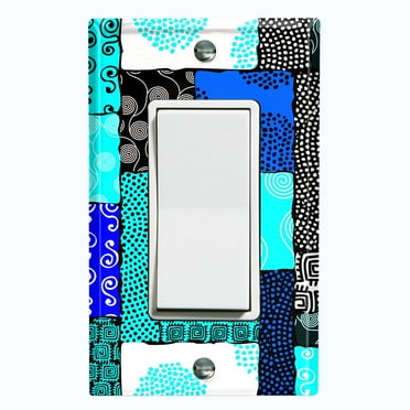 Metal Light Switch Plate Cover Safari African Tribal Art Pattern Teal SFR008