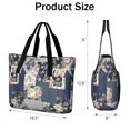 thumbnail image 3 of Tote Bag for Women - Pioneer Flower Shoulder Bag - Large Utility Work Duffle Bag with Zipper Handbag for Travel, Work, Sprots, 3 of 5