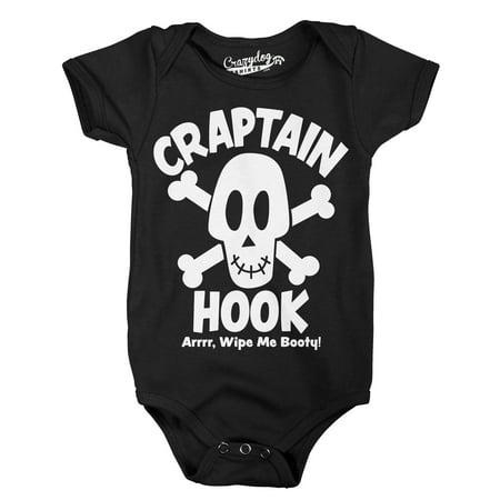 Pirate Funny Infant Bodysuit - Crazy Dog TShirts - Baby Craptain Hook Arrrr Wipe Me Booty Funny Infant Creeper Pirate Bodysuit
