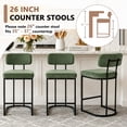 thumbnail image 6 of CRERIYO Counter Height Bar Stool Set of 1, Upholstered Kitchen Island Chair with Thick Padded Seats, Backrests and Sturdy Metal Frame, Green, 6 of 8