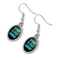 thumbnail image 2 of Stay 6 Feet Away Novelty Dangling Drop Oval Charm Earrings, 2 of 4