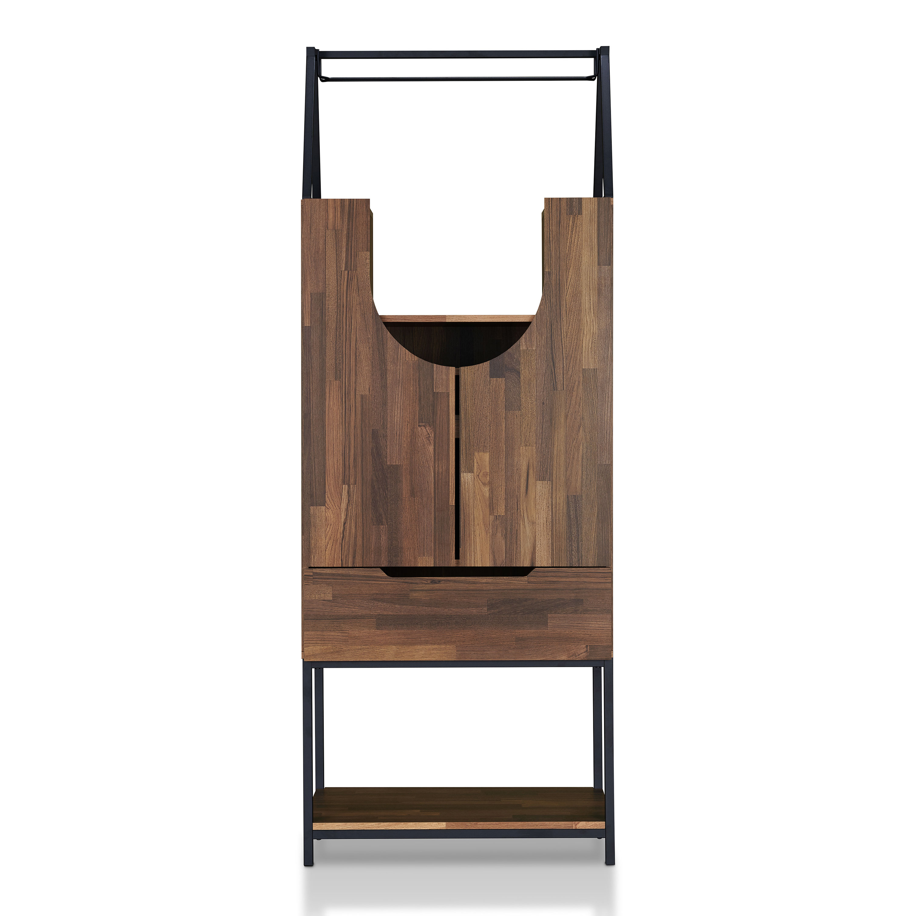 Furniture of America Reon Multi-Storage Wine Cabinet, Light Hickory
