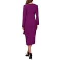 thumbnail image 3 of INSPIRE CHIC Women's Cocktail Dress Wrap Ruched V Neck Long Sleeve Elegant Formal Sheath Dresses S Purple, 3 of 6