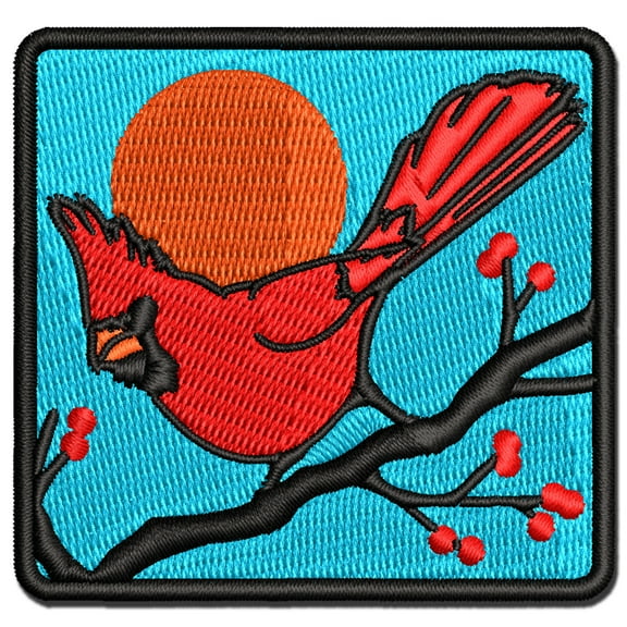 Captivating Northern Cardinal Bird Applique Multi-Color Embroidered Iron-On Patch - 2.5 Inch Small