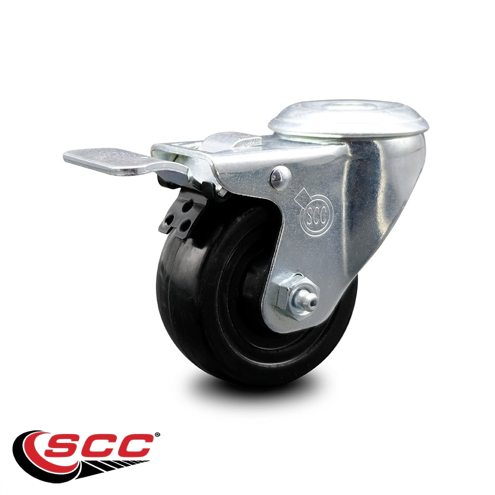 3 Inch Hard Rubber Wheel Bolt Hole Caster with Total Lock Brake Service Caster
